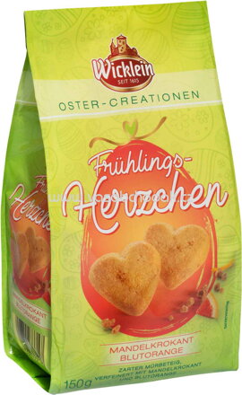 Wicklein Frühlings-Herzchen Mandelkrokant Blutorange, 150g