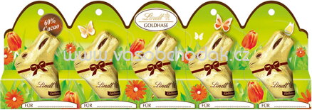 Lindt Mini-Goldhasen Edelbitter perforiert, 5 St, 50g