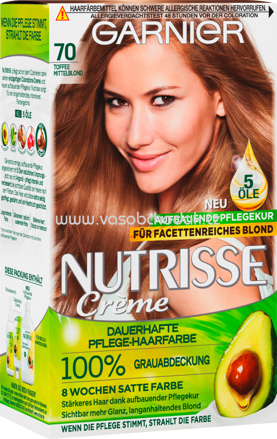 GARNIER Nutrisse Crème Haarfarbe Toffee Mittelblond 70, 1 St