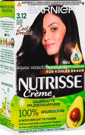 GARNIER Nutrisse Crème Haarfarbe Kühles Dunkelbraun 3.12, 1 St