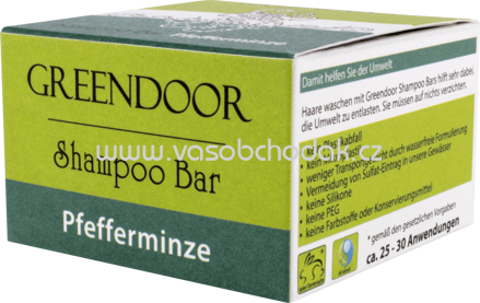 Greendoor Festes Shampoo Pfefferminze, 75g