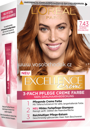 L'ORÉAL Paris Excellence Creme Haarfarbe Kupfer Goldblond 7.43, 1 St