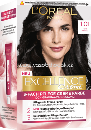 L'ORÉAL Paris Excellence Creme Haarfarbe Tiefes Schwarz 1.01, 1 St