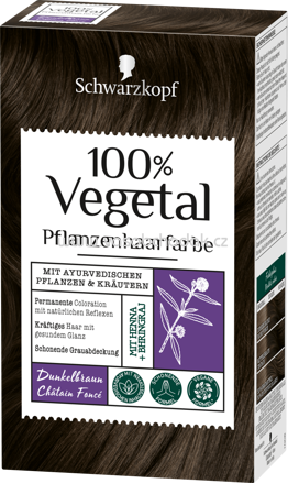 Schwarzkopf 100% Vegetal Pflanzenhaarfarbe Natürliches Dunkelbraun, 1 St