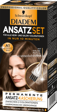 Schwarzkopf Diadem Haarfarbe Ansatzset Hell bis Mittelbraun A1, 1 St