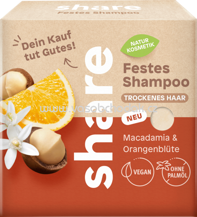 Share Festes Shampoo Macadamia & Orangenblüte, 60g