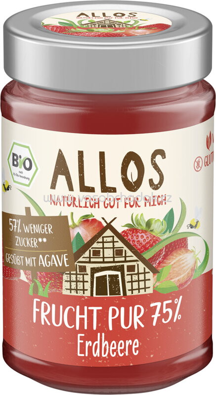 Allos Frucht Pur 75% Erdbeere, 200g