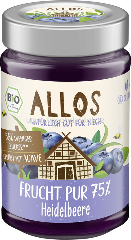Allos Frucht Pur 75% Heidelbeere, 200g