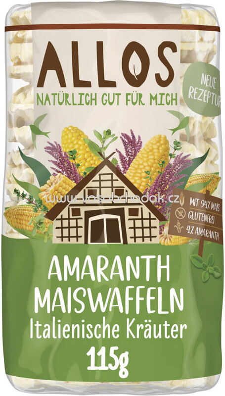 Allos Amaranth Mais Waffeln mit Italienischen Kräutern, 100g