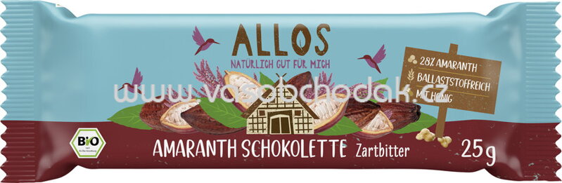 Allos Amaranth Schokolette Zartbitter Riegel, 25g