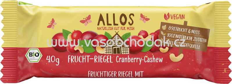 Allos Frucht Schnitte Cranberry - Cashew, 40g