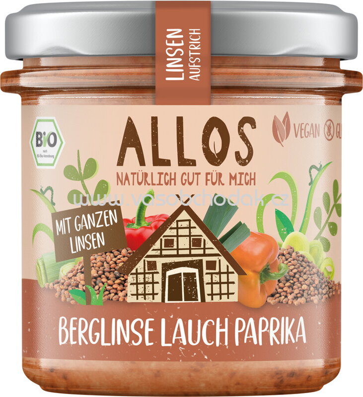 Allos Linsen Aufstrich Berglinse Lauch Paprika, 140g