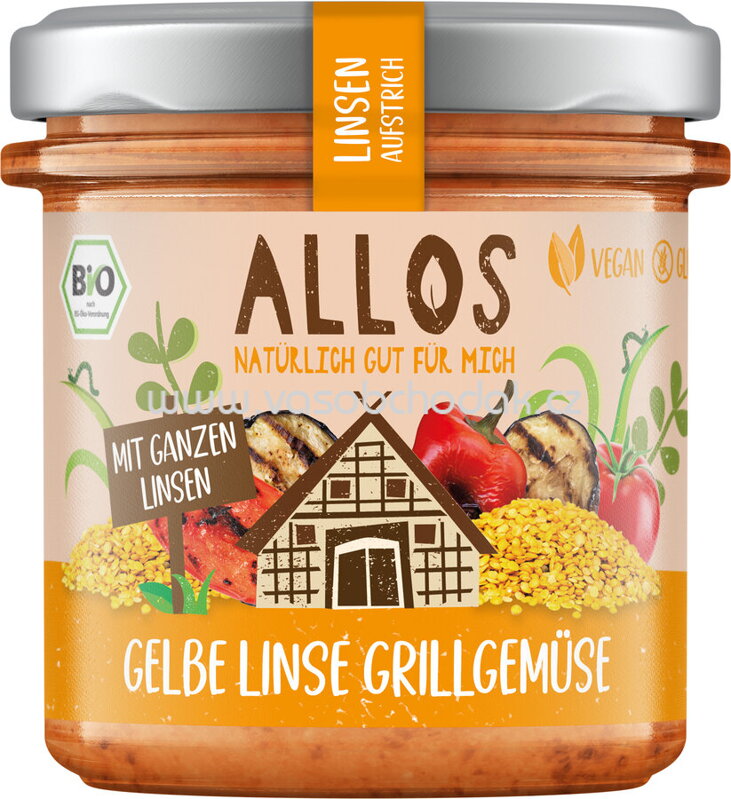 Allos Linsen Aufstrich Gelbe Linse Grillgemüse, 140g