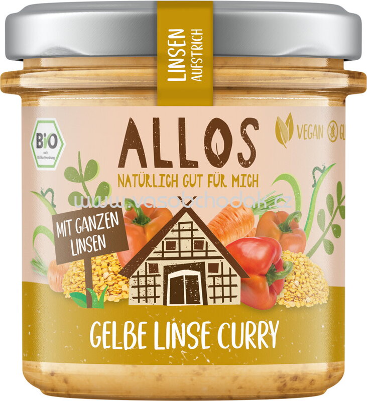 Allos Linsen Aufstrich Gelbe Linse Curry, 140g