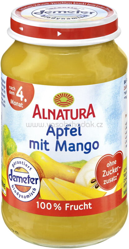 Alnatura Apfel mit Mango, nach dem 4. Monat 190g