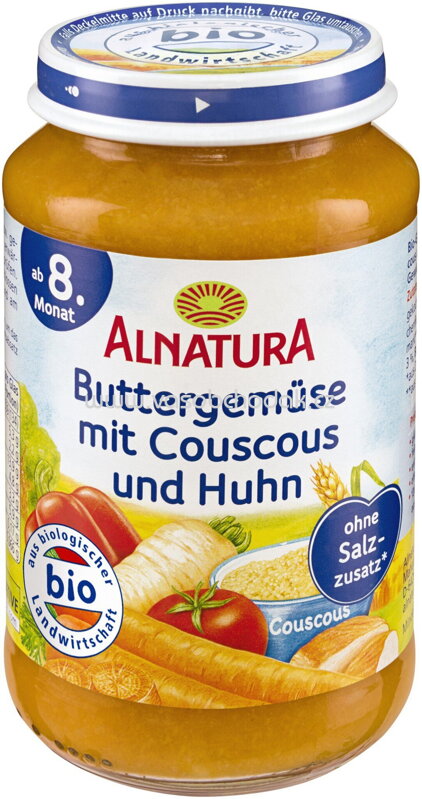 Alnatura Buttergemüse mit Couscous und Huhn, ab 8. Monat, 220g