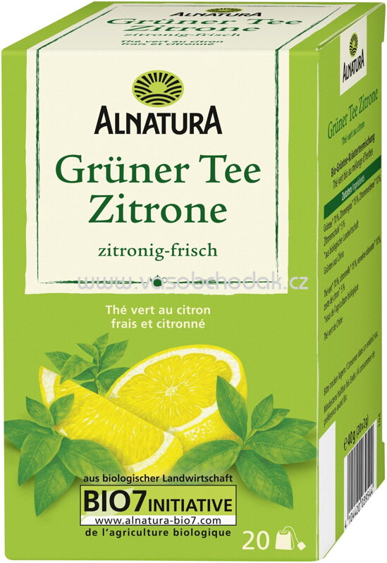 Alnatura Grüner Tee-Zitrone, 20 Beutel