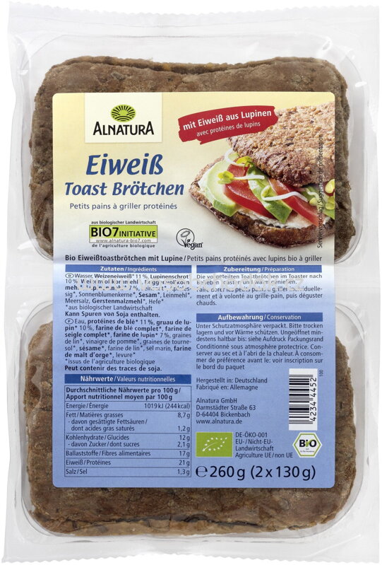 Alnatura Eiweiß Toastbrötchen, 260g