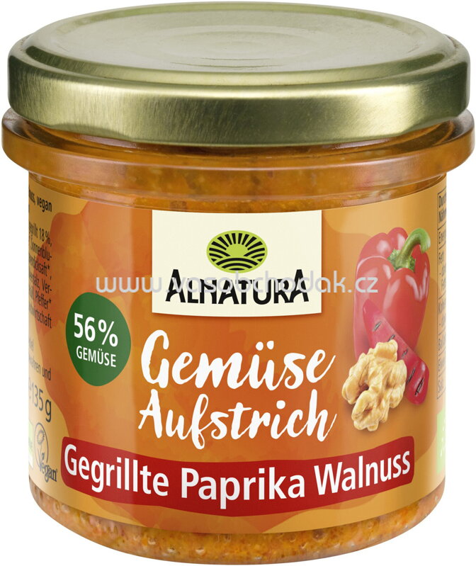 Alnatura Gemüse Aufstrich Gegrillte Paprika Walnuss, 135g