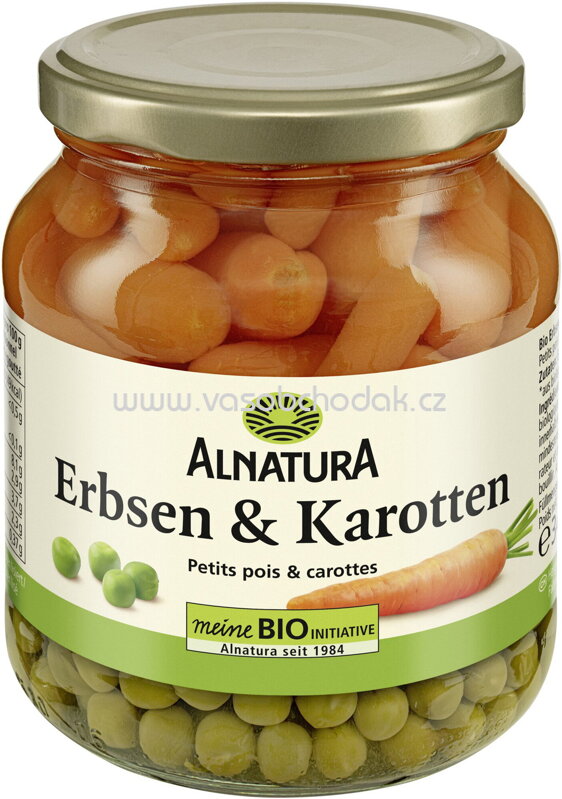 Alnatura Erbsen und Möhren im Glas, 340g