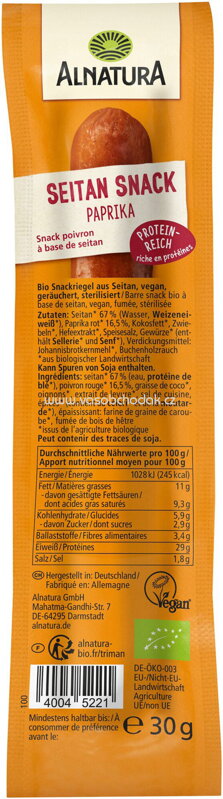 Alnatura Seitan-Snack Paprika, 30g