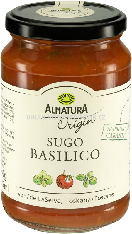 Alnatura Origin Sugo Basilico, 325 ml