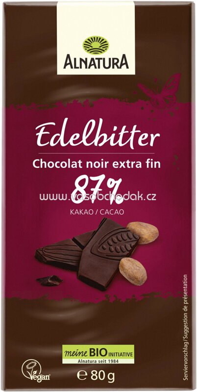 Alnatura Edelbitter Schokolade 87% Kakao, 80g