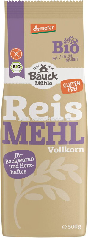 Bauck Mühle Reis Mehl Vollkorn, glutenfrei, 500g