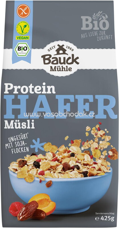Bauck Mühle Protein Hafer Müsli, ungesüßt, glutenfrei, 425g