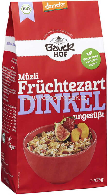 Bauckhof Müzli Früchtezart Dinkel, ungesüßt, 425g Bauckhof Müzli Früchtezart Dinkel, ungesüßt, 425g