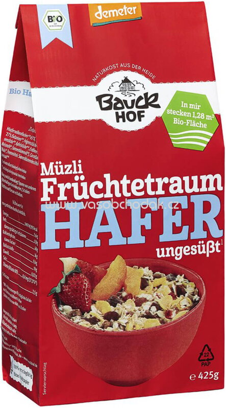 Bauckhof Müzli Früchtetraum Hafer, ungesüßt, 425g