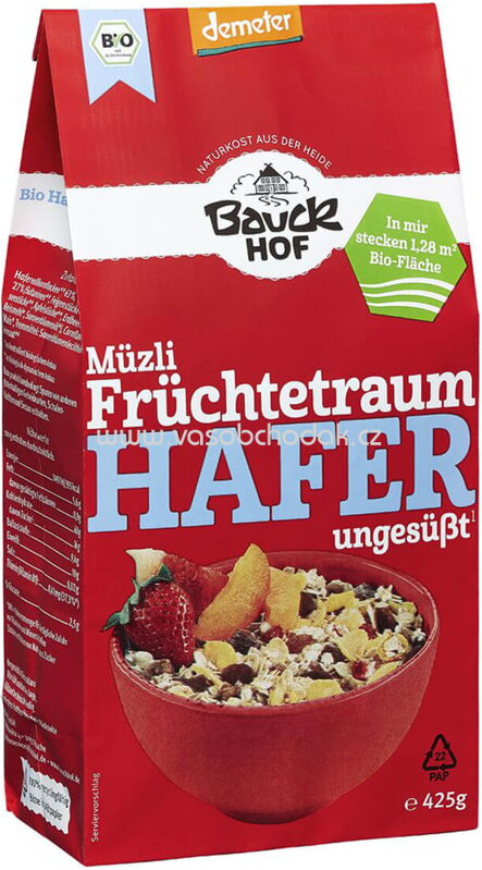 Bauckhof Müzli Früchtetraum Hafer, ungesüßt, 425g Bauckhof Müzli Früchtetraum Hafer, ungesüßt, 425g