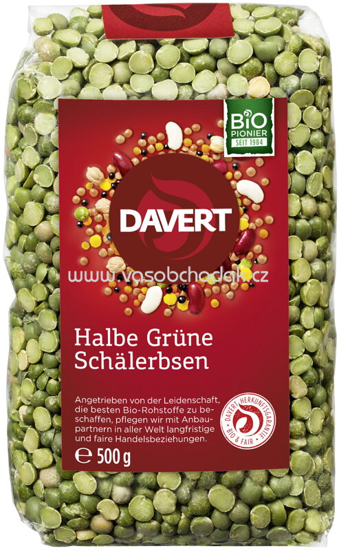 Davert Halbe Grüne Schälerbsen, 500g