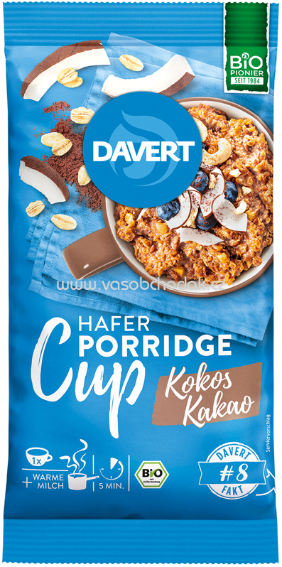 Davert Hafer Porridge Cup Kokos Kakao, 65g