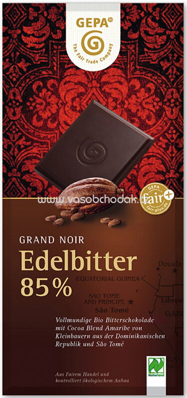 GEPA Tafelschokolade Grand Noir Edelbitter 85%, 100g GEPA Tafelschokolade Grand Noir Edelbitter 85%, 100g