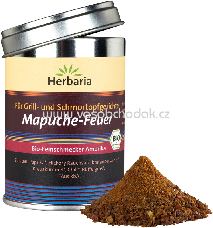 Herbaria für Grill und Schmortopfgerichte Mapuche Feuer, Dose, 95g Herbaria für Grill und Schmortopfgerichte Mapuche Feuer, Dose, 95g