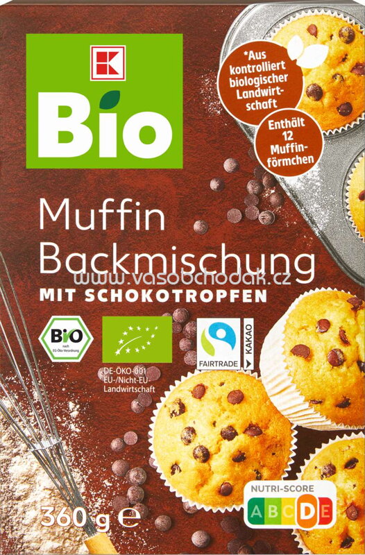 K-Bio Backmischung Muffin mit Schokotropfen, 360g K-Bio Backmischung Muffin mit Schokotropfen, 360g