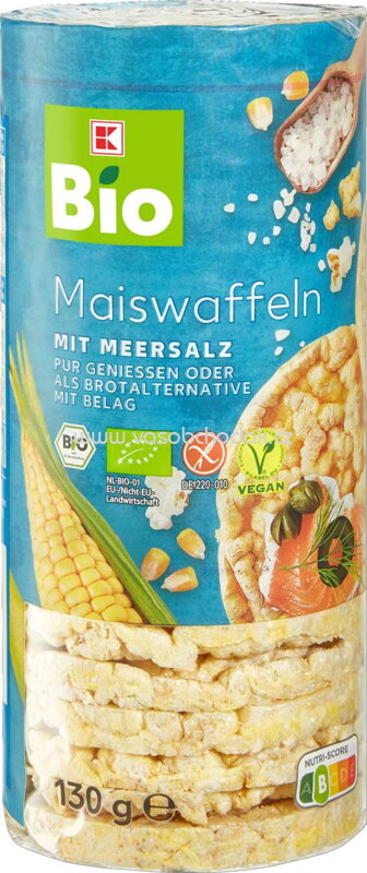 K-Bio Maiswaffeln mit Meersalz, 130g