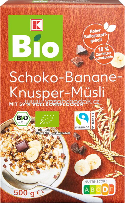 K-Bio Schoko Banane Knusper Müsli, 500g K-Bio Schoko Banane Knusper Müsli, 500g