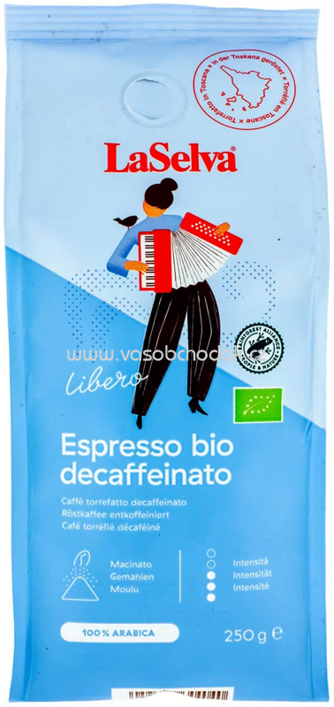 LaSelva Espresso Libero, gemahlen, entkoffeiniert, 250g LaSelva Espresso Libero, gemahlen, entkoffeiniert, 250g