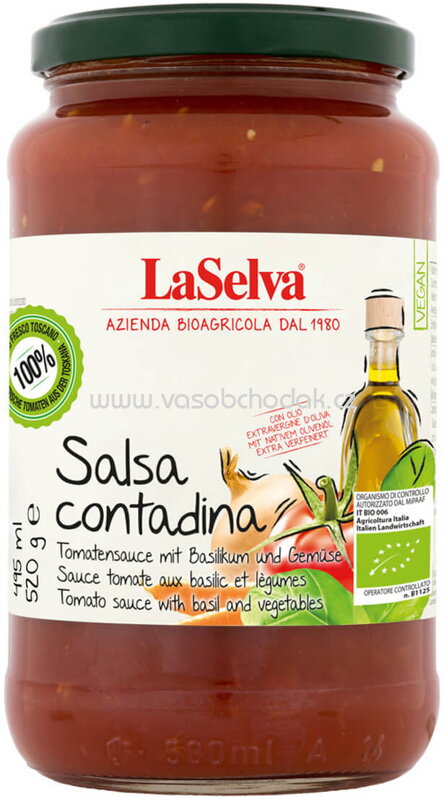 LaSelva Tomatensauce mit Gemüse und Olivenöl, 520g LaSelva Tomatensauce mit Gemüse und Olivenöl, 520g