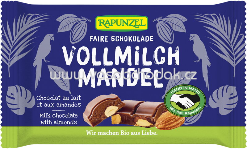 Rapunzel Vollmilch Schokolade mit ganzen Mandeln, 100g