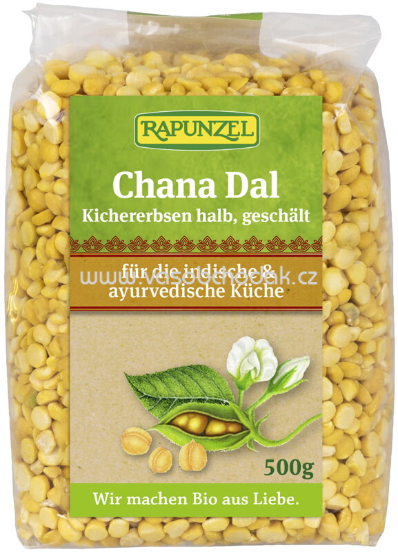 Rapunzel Chana Dal, Kichererbsen halb, geschält, 500g Rapunzel Chana Dal, Kichererbsen halb, geschält, 500g