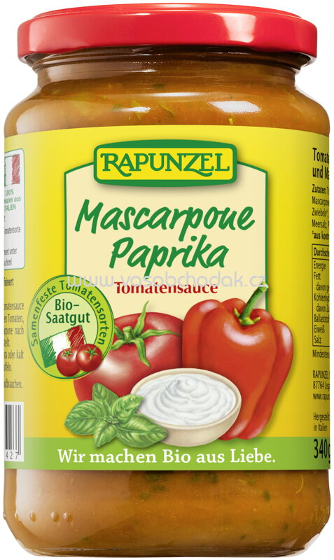 Rapunzel Tomatensauce Mascarpone Paprika, 330 ml Rapunzel Tomatensauce Mascarpone Paprika, 330 ml
