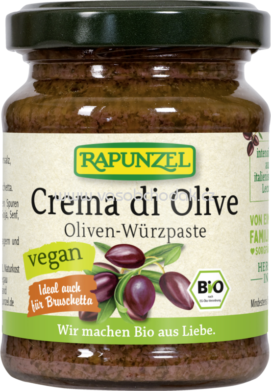Rapunzel Crema di Olive, Oliven-Würzpaste, 120g
