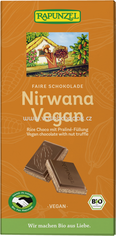 Rapunzel Nirwana Vegan Schokolade mit Praliné-Füllung, 100g