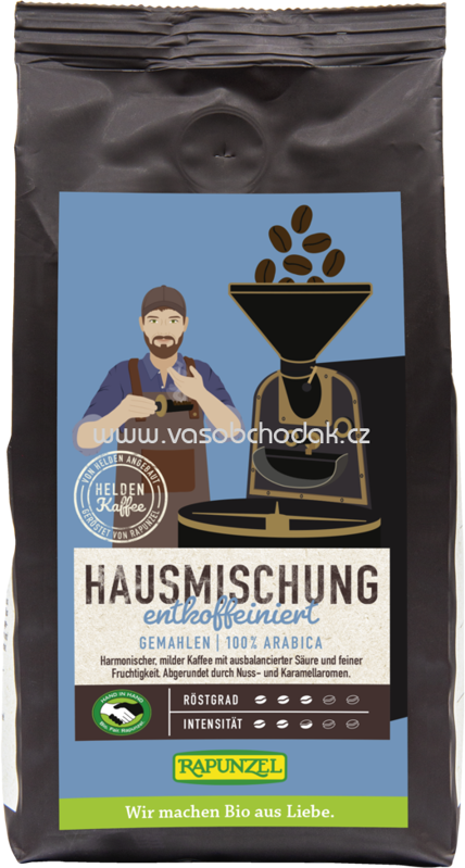 Rapunzel Heldenkaffee Hausmischung entkoffeiniert, gemahlen, 250g