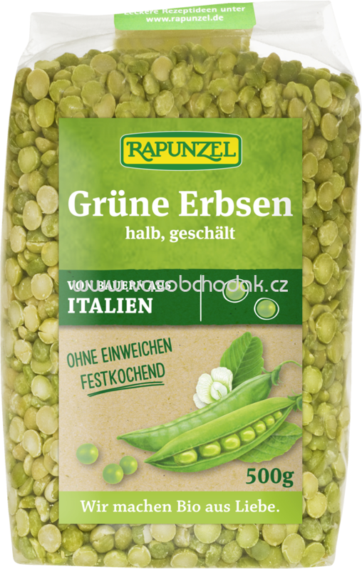Rapunzel Erbsen grün, halb, geschält, 500g