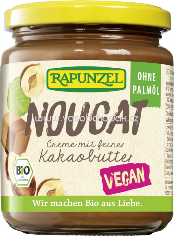 Rapunzel Nougat-Creme mit Kakaobutter ohne Palmöl, 250g