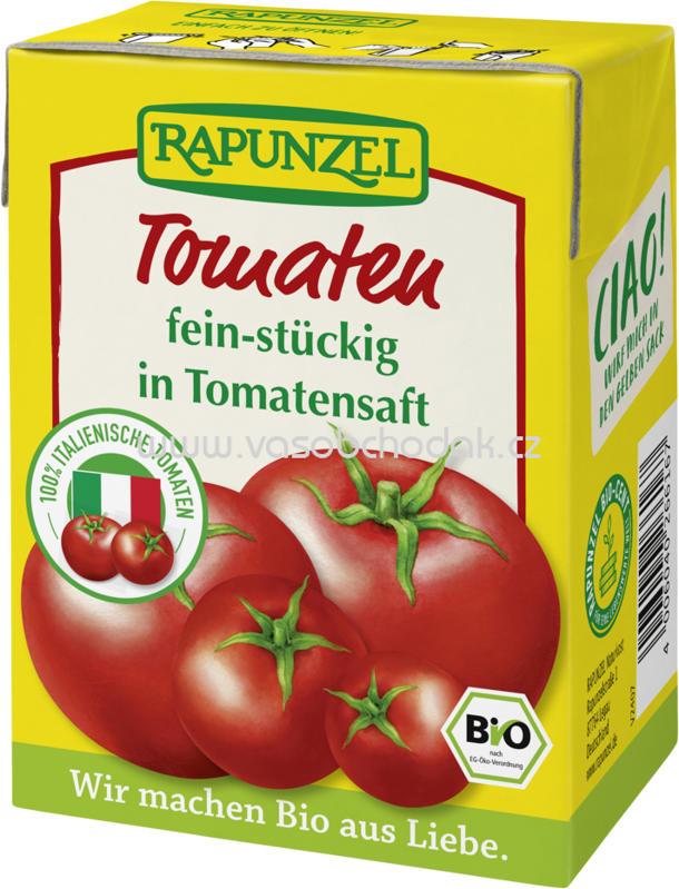 Rapunzel Tomaten fein-stückig in Tomatensaft im Tetra Pak, 390g